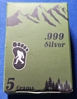 A 5-gram .999 Fine Silver Sasquatch Bigfoot Bar by Pan Silver Company In Box