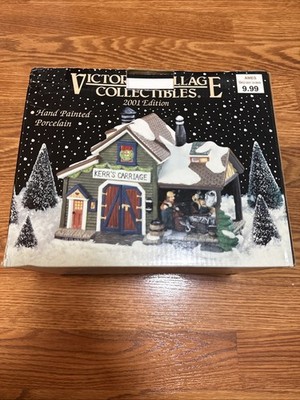  Vintage 2001 Kerr's Carriage Victorian Village Porcelain House In Box
