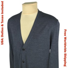Carolina Herrera Mens Gray Merino Wool Knit L...