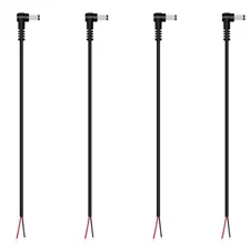 DC Power Pigtail Cable, 4-Pack 5.5mm x 2.5mm 90 Degree Right Angle DC Barrel ...