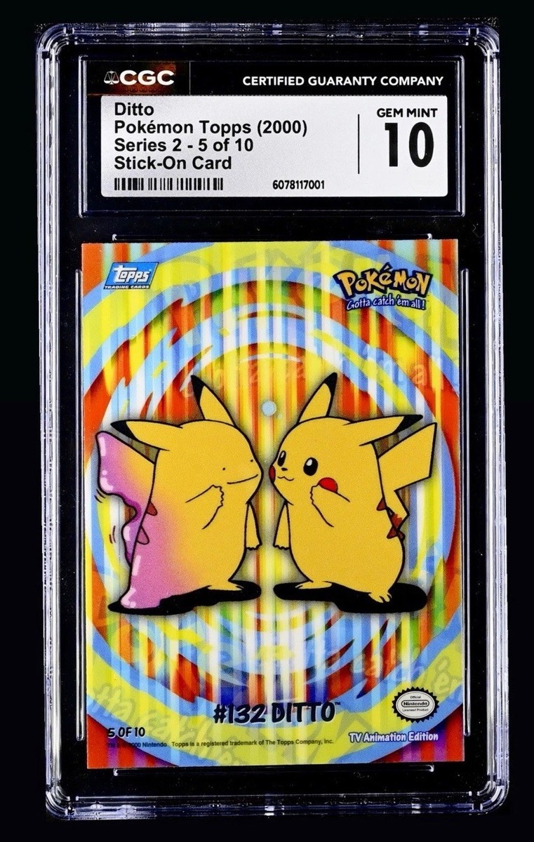 2000 Topps Pokemon Series 2 Stick-Ons Ditto Pikachu #132 CGC 10 MINT LOW POP