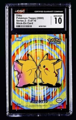 2000 Topps Pokemon Series 2 Stick-Ons Ditto Pikachu #132 CGC 10