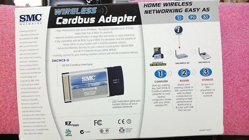 3 NEW SMC SMCWCB-G Wireless Cardbus Adapters 54 Mbps WIN. 98 /2000 / XP / VISTA - Image 3 of 4