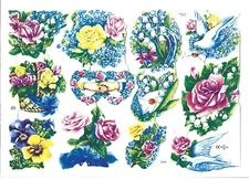 Mamelok English Embossed Scrap Die Cut - Precious Flowers & Birds  1610