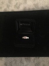 Macys Silver Plated Pink And Cubic Zirconia Ring Size 5