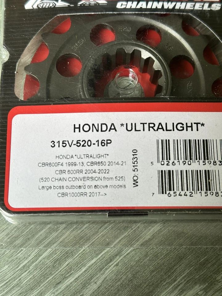 Nuevo piñón Renthal 315V-520-16P Honda CBR600RR, CBR1000RR, CBR600F, CBR650 Foto 2 de 2
