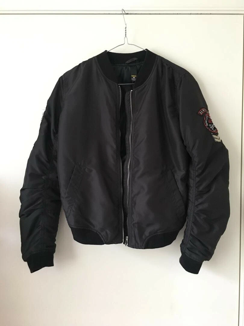 Patch padded bomber best sale jacket