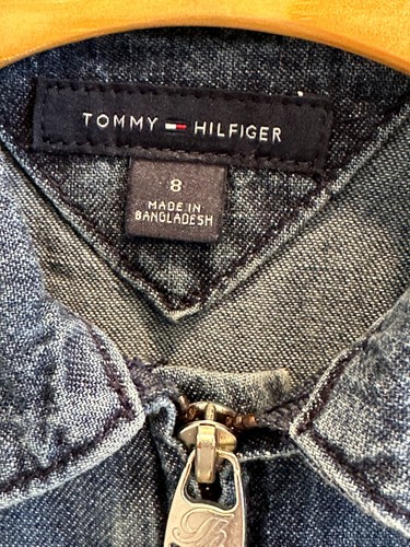 Tommy Hilfiger Denim Romper Girls - Size 8 - Blue Chambray Jean Shorts Zip-Up - Picture 3 of 7