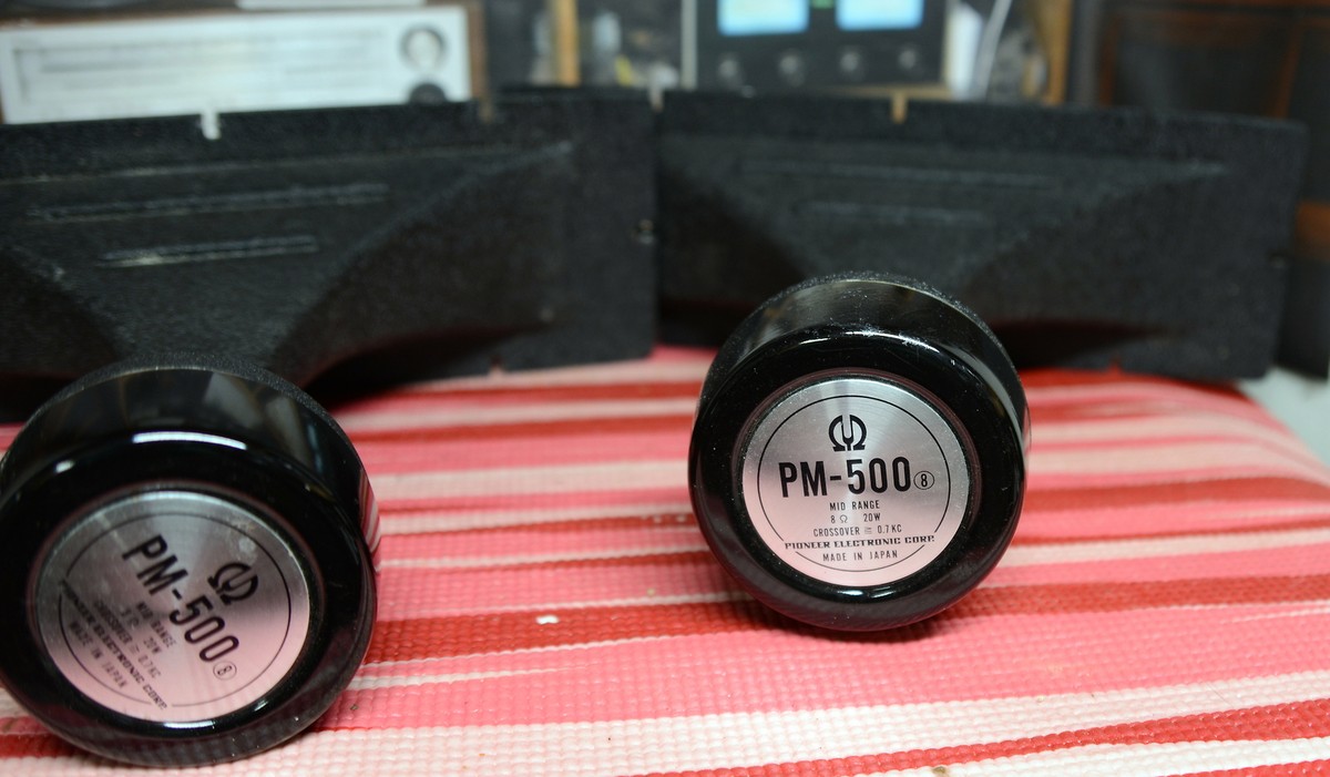 2 vintage Pioneer PM-500 compression midrange speakers on large
