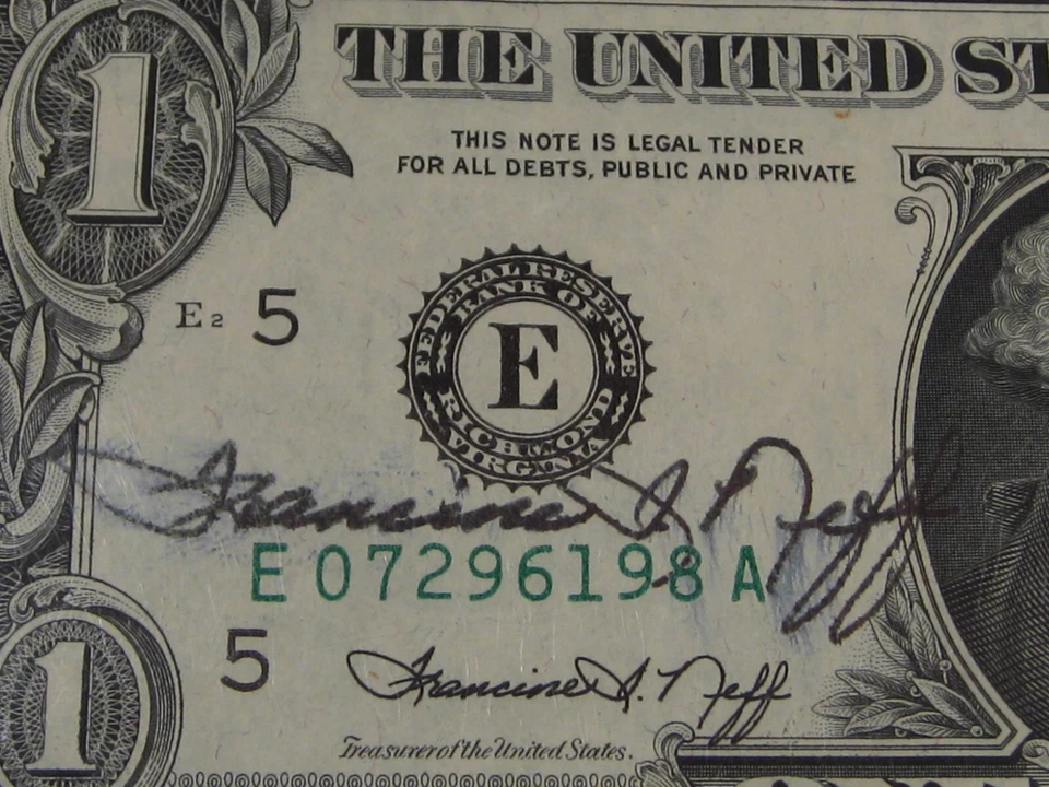 Courtesy Autograph Simon Neff Crisp FRN Note E-Series Richmond PCGS CU63 PPQ - Image 2 of 4