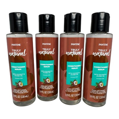 (4) Pantene Truly Natural Conditioning Serum Coconut & Jojoba Oil 3.9 oz each