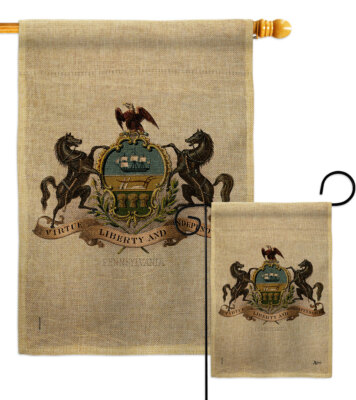 Coat of arms Pennsylvania Burlap Garden Flag States Decorative Yard Banner
