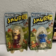 Vintage Gargamel And Smurf Galoob Smurfs Windup Walking Plastic Toy Wind Up