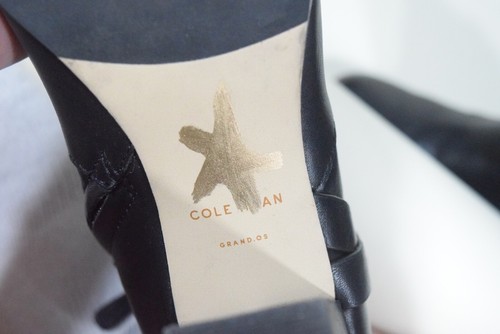 Cole Haan Boots 8 Black Smooth Leather Chunky Heel Side-Buckle Ankle Booties - Picture 7 of 9