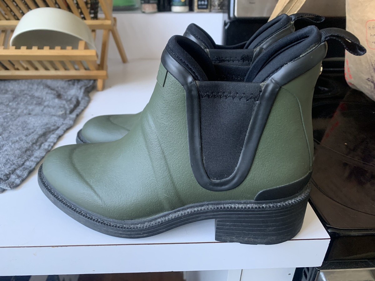 Rag Bone Dartford Rubber Chelsea Rain Boots Women's [37] $200 Green