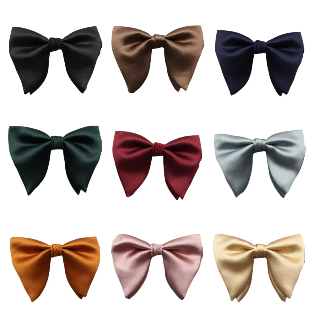 Men Solid Oversize Big Bow Tie Wedding Party Groom Suit Tuxedo Shirt Bowtie