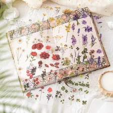 6Pcs Journal Rose Lavender Fern Stickers Paper Scrapbooking Material Scrapbook
