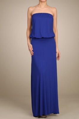 NWOT STWELVE JERSEY STRAPLESS MAXI COBALT/ROYAL BLUE DRESS MEDIUM M | eBay