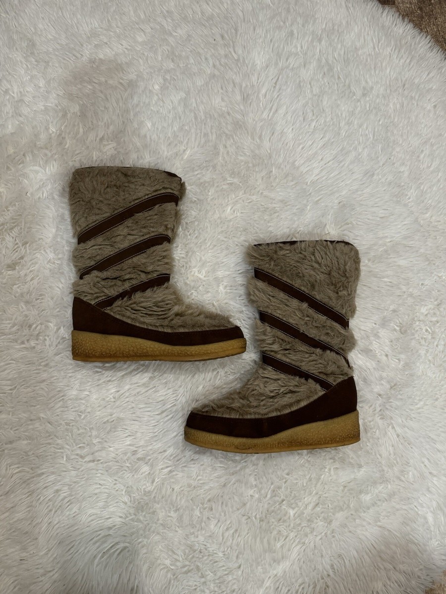 Y2K Fur Patchwork Platform Boots VTG Sz Women’s YODELERS Whimsygoth Punk  Boho