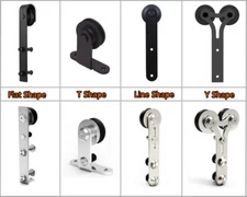 CCJH 4-16FT Sliding Barn Wood Door Hardware Silver Black Hanger Rail Kit