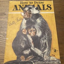 Vintage 1960  s How To Draw Animals by Walter T. Foster Cats Dogs Art Book