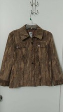 CHICO  S Jacket Brown Snake Animal Print Faux Leather Sz 1 sz 8 width19" L 24"