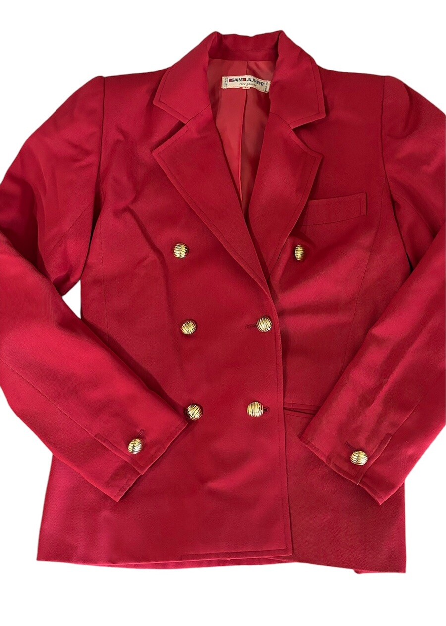 Giacca blazer Yves Saint Laurent Rive Gauche rosso vintage taglia S