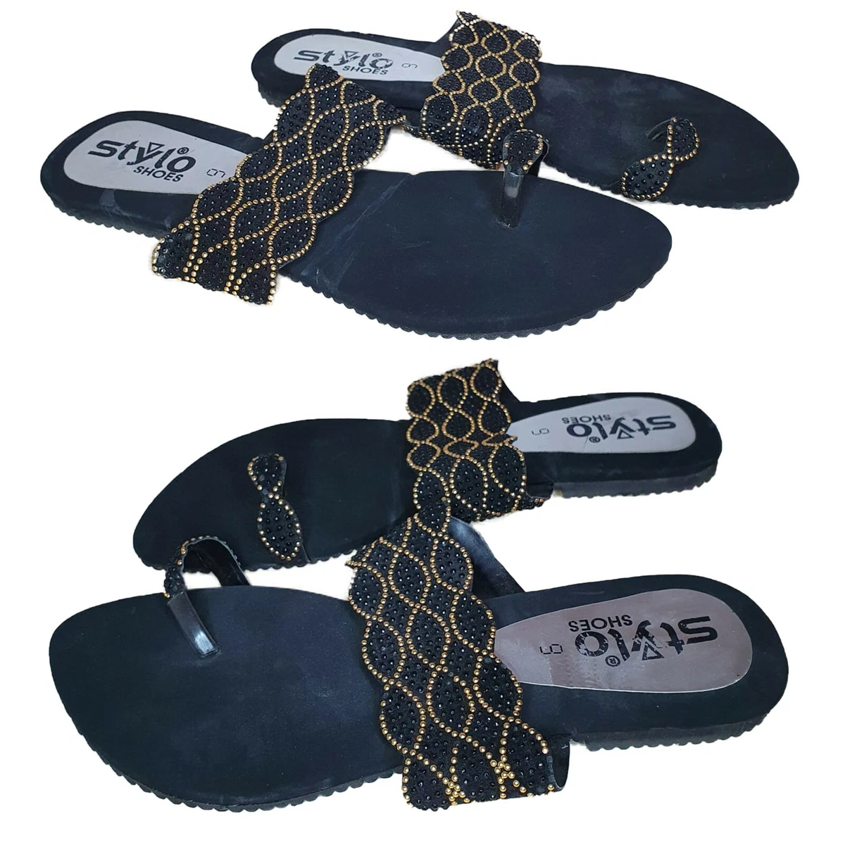 Stylo Womens Black Slip on Faux Suede Sandals UK Size 6