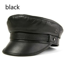 Men Sheepskin Leather Military Cap Hat Mariner Breton Fiddler Sailor Vintage SPW