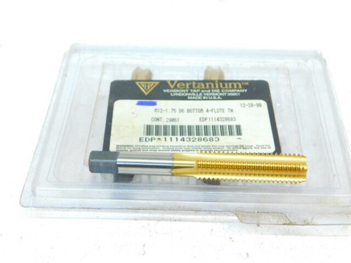NUEVO EXCEDENTE 3 PIEZAS. VERMONT VERTANIUM M12 x 1.75 D6 TiN HS GRIFOS MANUALES FONDO - Imagen 2 de 2