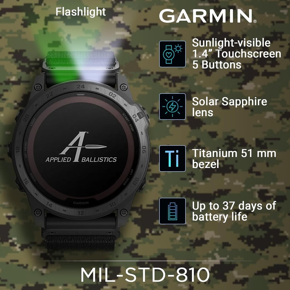 Smartwatch Garmin Tactix Delta Solar With Ballistics Garmin Tactix