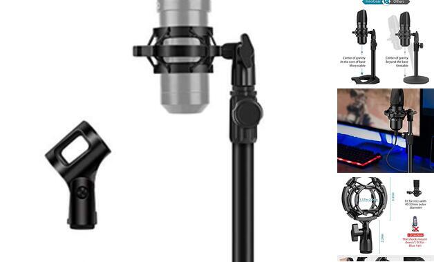 Microphone Stand, Mic Stand Desk with Weighted Base Shock Mount 3/8