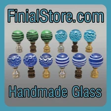 Unique Handmade Glass Ball Finials-Nickel, Polished, Antique Brass Bases