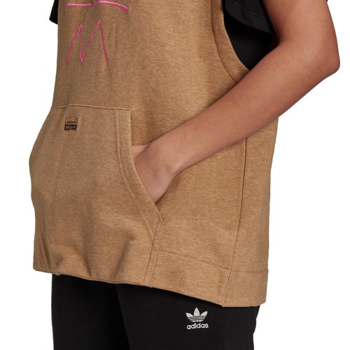 Adidas Originals Hoodie Womens Size XS Tan RYV Sleeveless Sweatshirt Graphic - Picture 4 of 14
