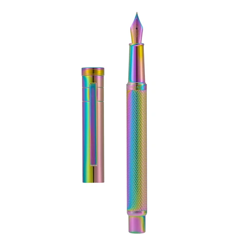 HongDian Rainbow Forest Metal Fountain Pen Colored EF/F/M/Bent Gift Office Pen image 2