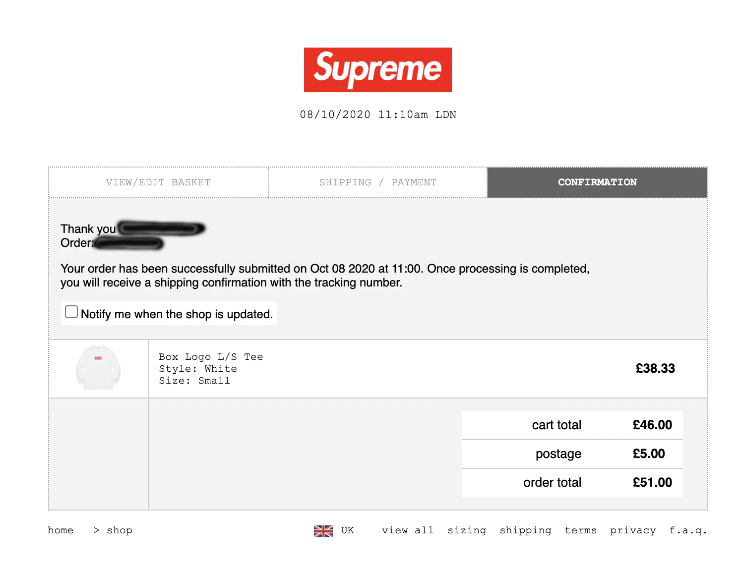 Logo boîte suprême blanc petit *commande confirmée*
