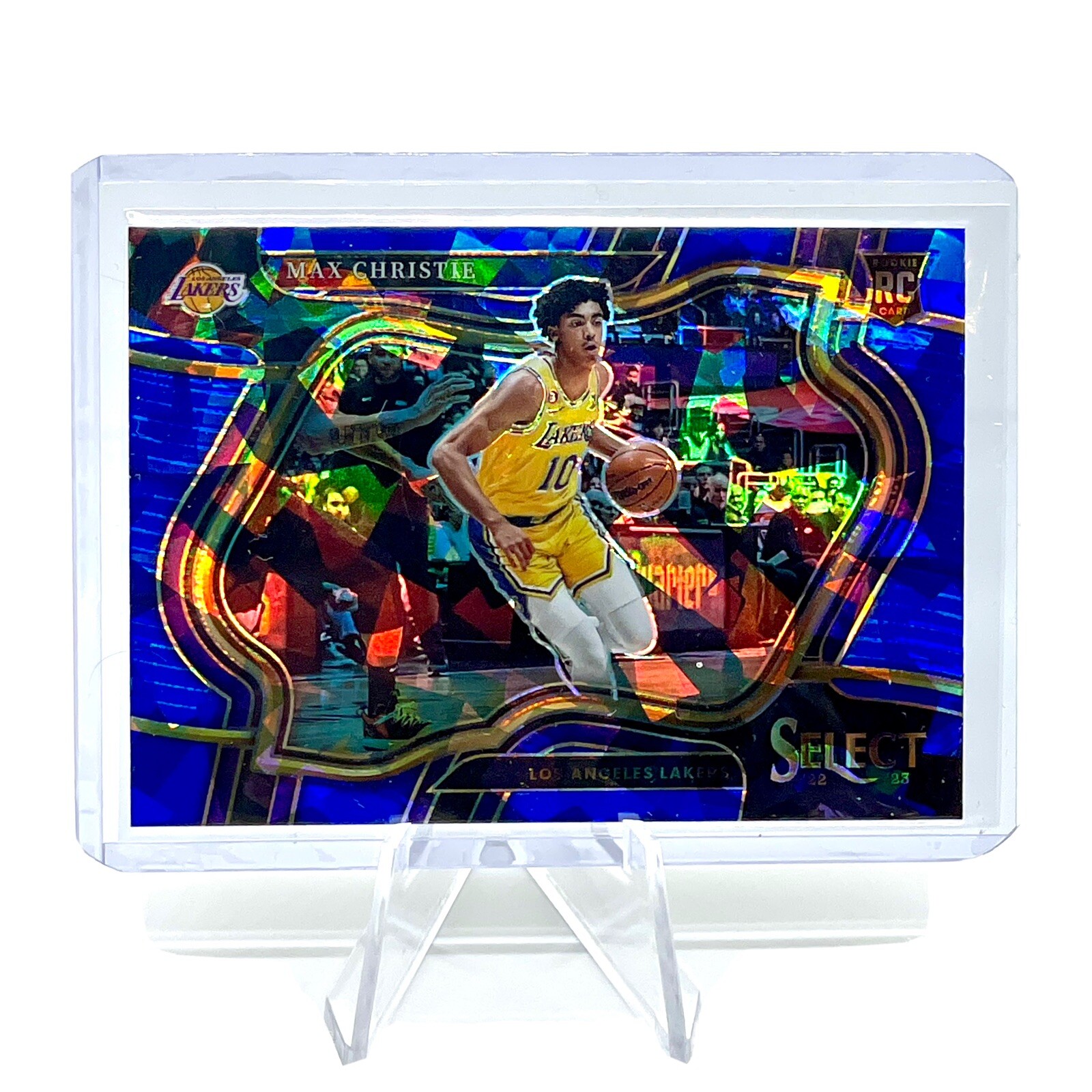 MAX CHRISTIE RC SP COURTSIDE BLUE CRACKED ICE 2022-23 PANINI SELECT #293 LAKERS