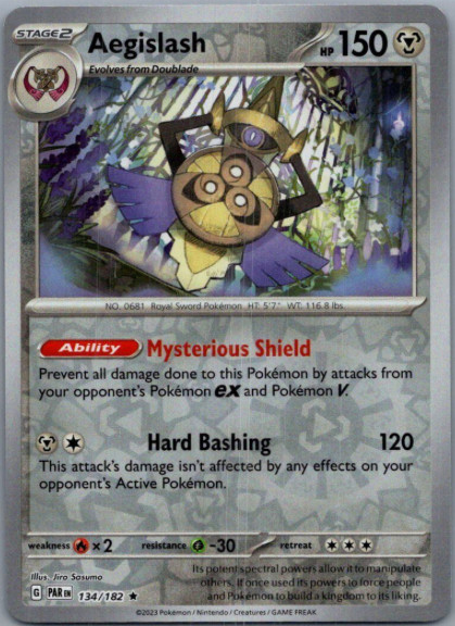 Pokemon -  Paradox Rift - Aegislash - 134/182 - Reverse Holo Rare - NM/M