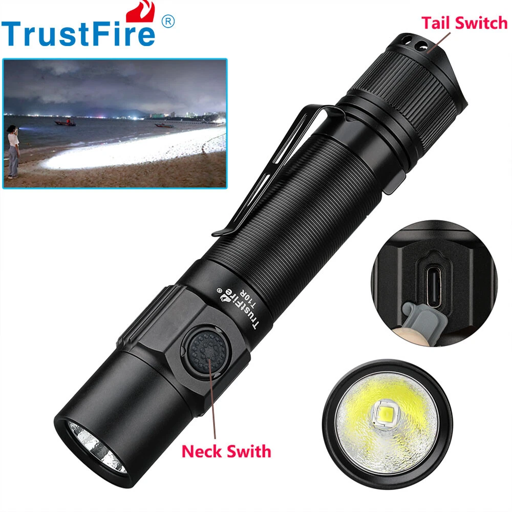 Trustfire New T10R 1800LM Tactical Police Flashlight Type C Quick Rechargeable