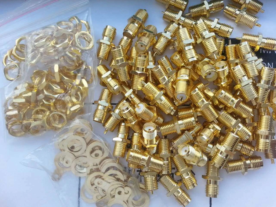 10 sets SMA Female Jack RF Connector Panel Mount with nut bulkhead handle Solder - Image 3 of 3