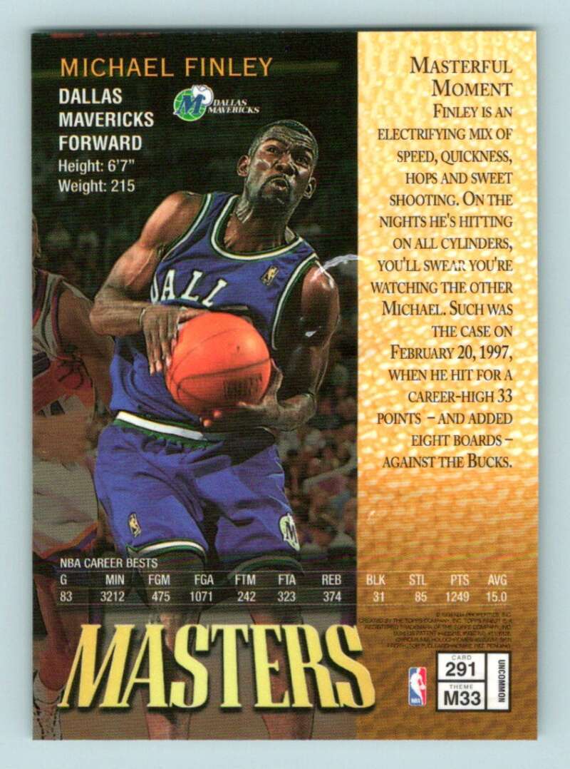 1997-98 Topps Finest Embossed #291 Michael Finley Silver Parallel
