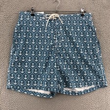 Trunks Swimsuit Mens XXL Swami Short Blue Diamond Anchor Surf Swim Quick Dry NWT