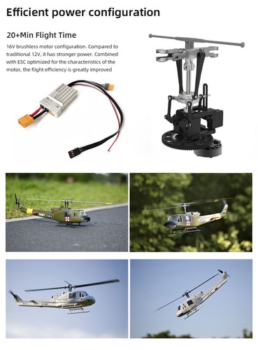FlyWing Huey UH1 V4 RC Helicóptero GPS Altitud Sujeción 4-Balde Cabezal de Rotor 2 Baterías - Imagen 4 de 16