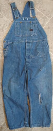 Vintage Big Smith Overalls Carpenter Work Patches Repaired Distressed 42" x 26" - Picture 1 of 8