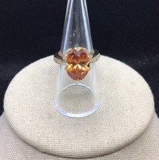 Gold Over Sterling Silver 925 Simulated Citrine  Cz Ring Sz X668