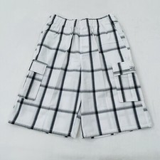 Shaka Wear White Plaid Relaxed Fit Casual Cargo Hybrid Baggy Shorts D Pants Sz S