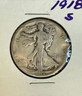 1918-S  WALKING LIBERTY HALF DOLLAR.