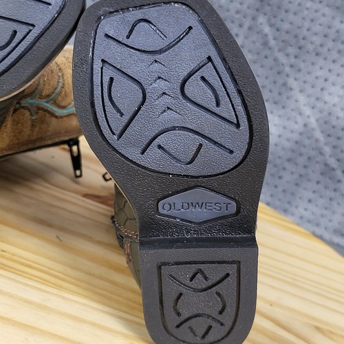 Old West Aligator Print Western Children's Boots Size 4.0 D Black Brown - Picture 9 of 9