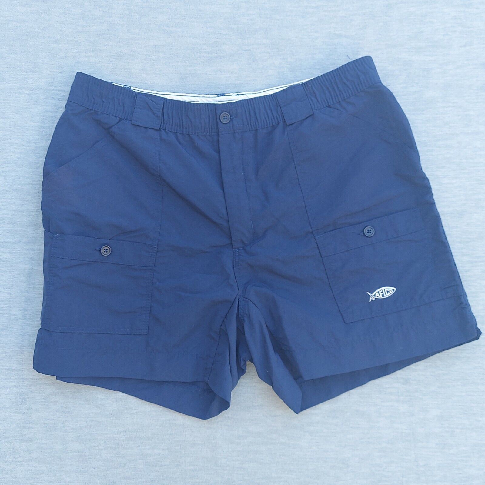 AFTCO Vintage Bluewater Wear Royal Fishing free 67% OFF of fixed price shipping Cargo Nylon Blue Shor