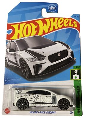 Hot Wheels Jaguar I-Pace eTrophy HW Green Speed 9/10 British Long Card USA NEU
